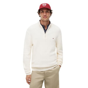 Tommy Hilfiger Textured Half-Zip Mock Neck Jumper